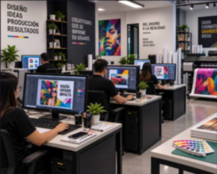 Equipo de diseño trabajando en la sede administrativa